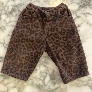 Brown Leopard Cotton Corduroy Pants